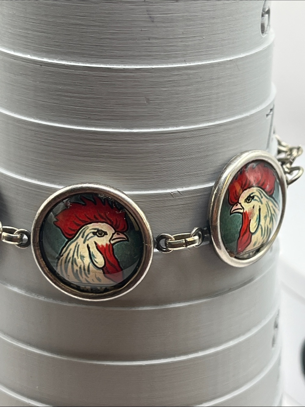RARE Vintage Retro Red Rooster Disc Bracelet Attributed to Designs From The Deep - Picture 6 of 8
